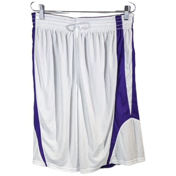 Purple and White Reversible Basketball Shorts Mens Size Small Drawstring Sports - Picture 5 of 10